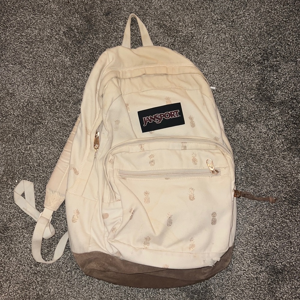 Cream pineapple JanSport book bag